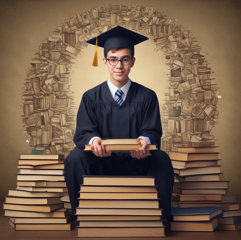 a man and woman wearing graduation gowns and caps