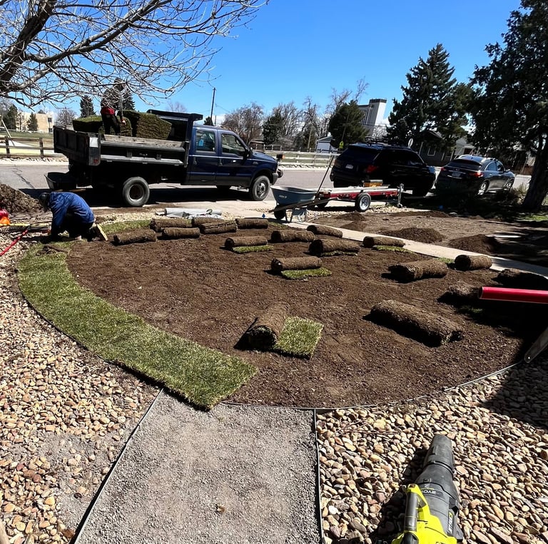 From sleek Mountain granite breeze walkway to lush Kentucky bluegrass-3.5 pallets of vibrant turf.