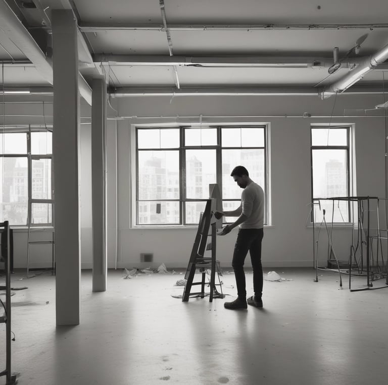 A modern office environment showcasing teamwork.