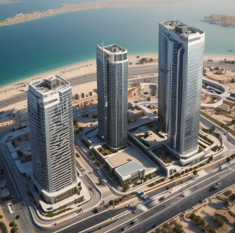 A vibrant photo of the company headquarters nestled in a bustling mainland cityscape.