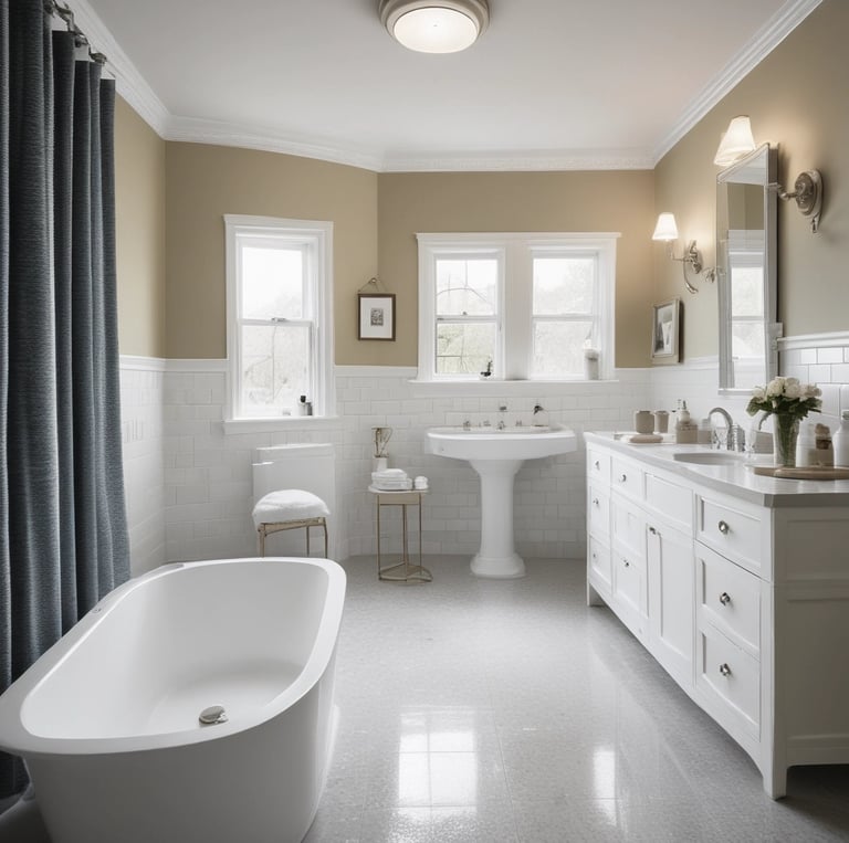 A person wearing a mask is standing in an indoor setting holding a mop. The individual appears to be engaged in cleaning activities, accompanied by a cleaning cart filled with supplies. Caution signs are visible, indicating a wet floor. The environment is spacious and tiled, with a partially visible wall in the background.