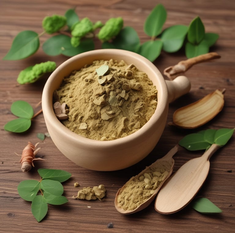 A bottle of Pura Boost tonic surrounded by fresh natural ingredients on a vibrant red background.