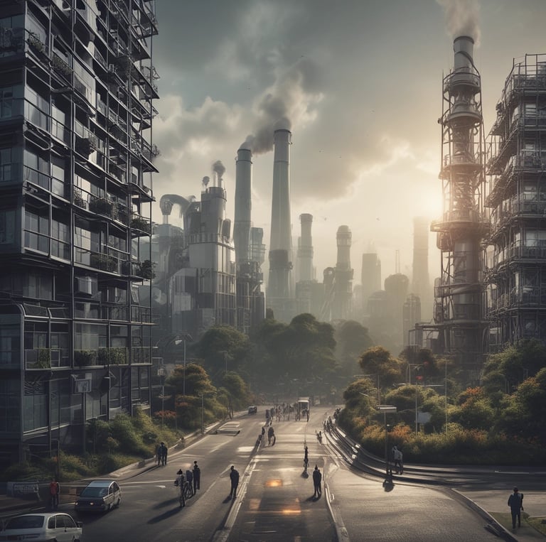 A vibrant graphic showing interconnected carbon footprints forming a pattern that draws the eye and highlights environmental impact.