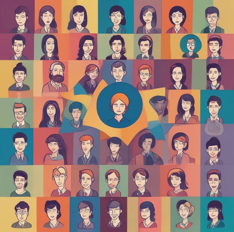 Creative and vibrant photo collage showing diverse committee members collaborating and engaging in community service activities.