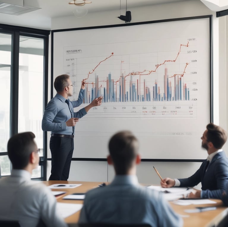 Team of professionals collaborating in a modern office with computers and e-commerce dashboards on screens.