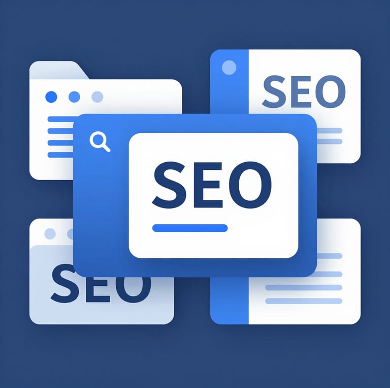 A warm team meeting in a small office with laptops discussing website design and SEO strategies.