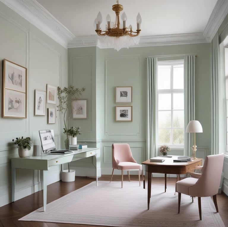 A warm, inviting office space with green and golden accents reflecting the brand colors of Costasol Gestión.