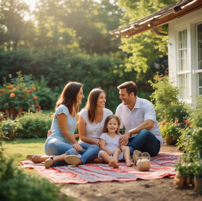 Friendly insurance agent discussing coverage options with a family in a cozy Ohio home.
