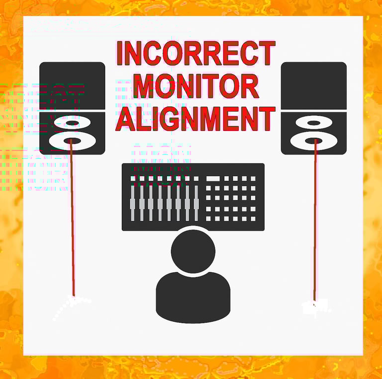 drawing of an improper monitor setup for a recording studio