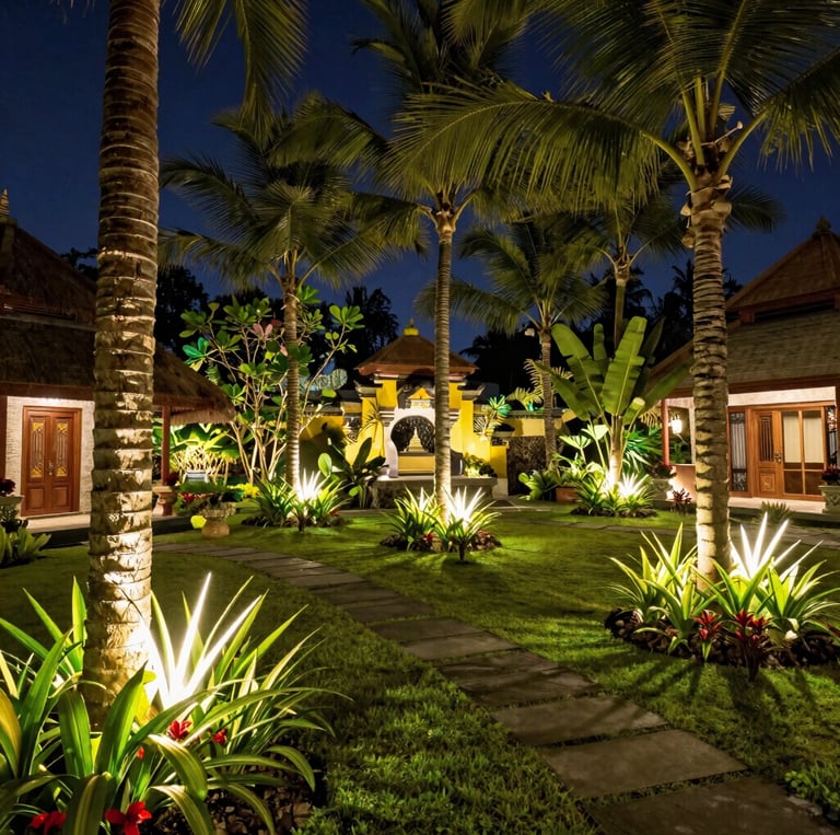 Electrician installing modern LED lighting in a cozy Mallorca home with black, blue, and yellow accents.