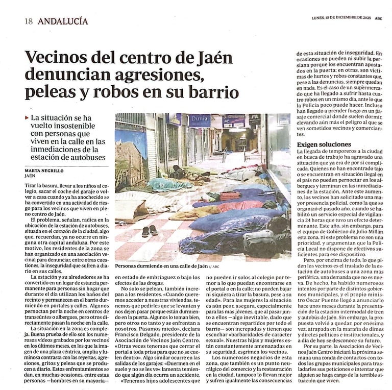 Jaen centro l asociacion de vecinos Entrevista en periódico ABC sobre nuestra Asociación. Jaen