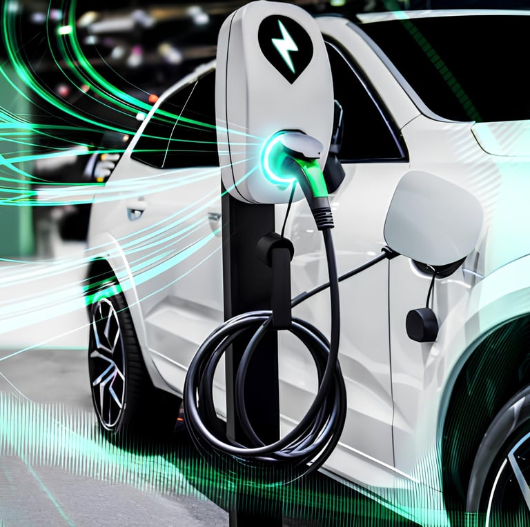 a car charging station with a charging station attached to it