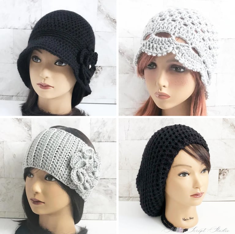 Women's hat with flower, headband with flower, vintage Juliet hat and locsock tam