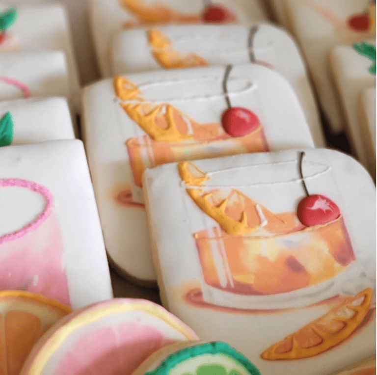 printed and hand piped cocktail cookie
