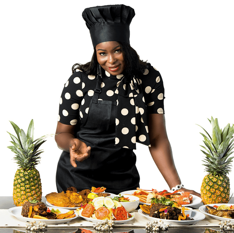 a woman in a chef's hat and a chef's hat