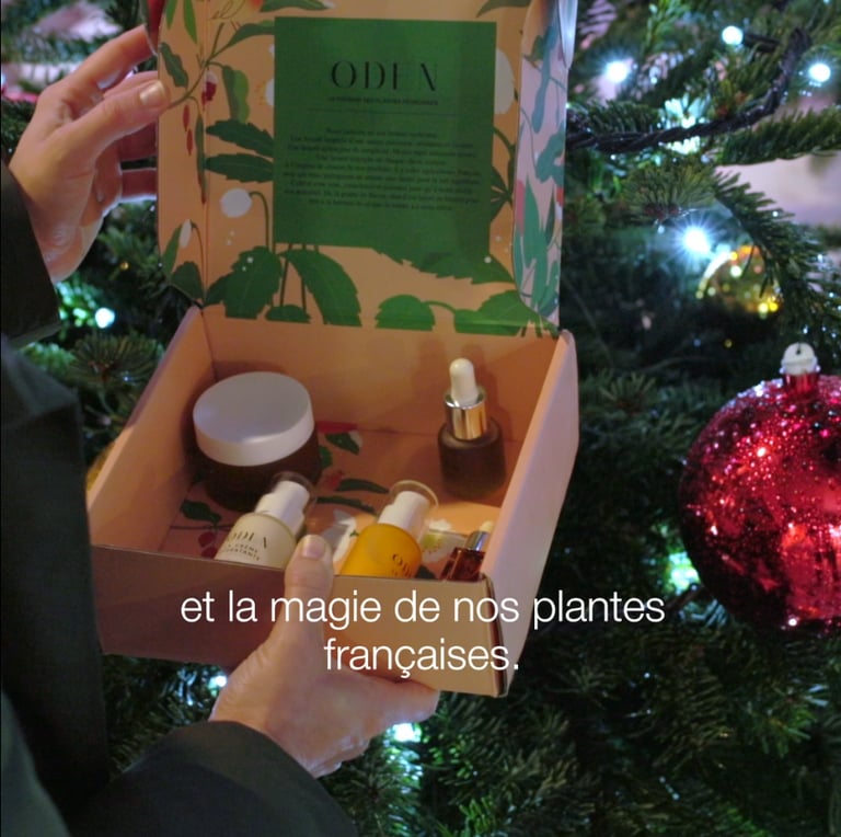 a person holding a box with a box of cosmetics