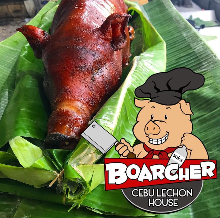 lechon on a banana leaf
