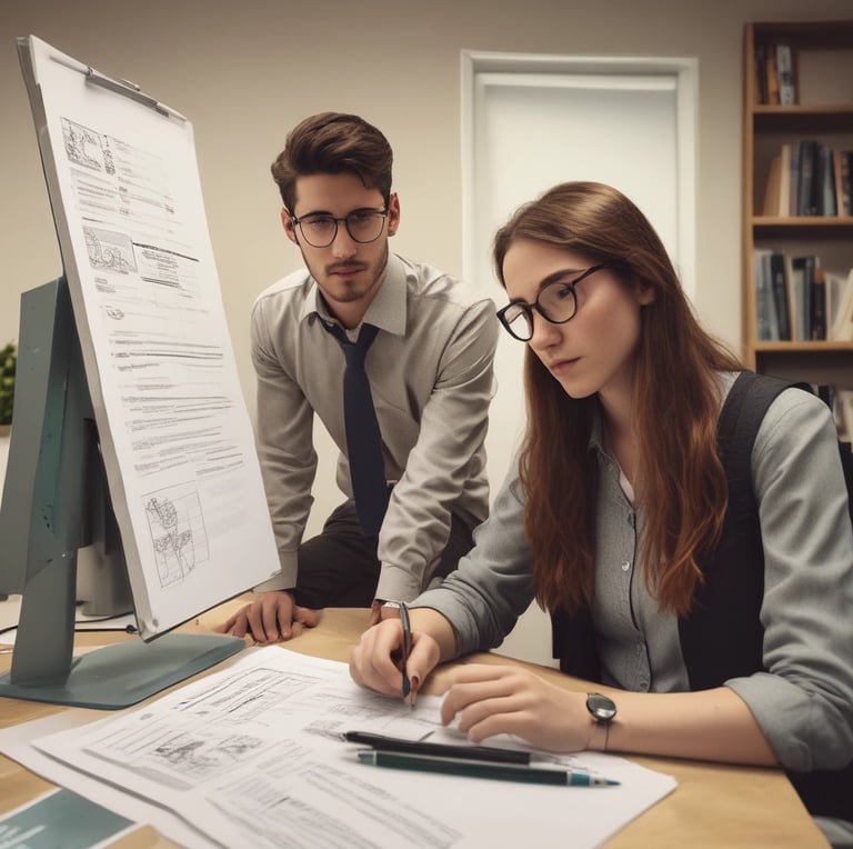 A focused student receiving online consultation for thesis writing support.
