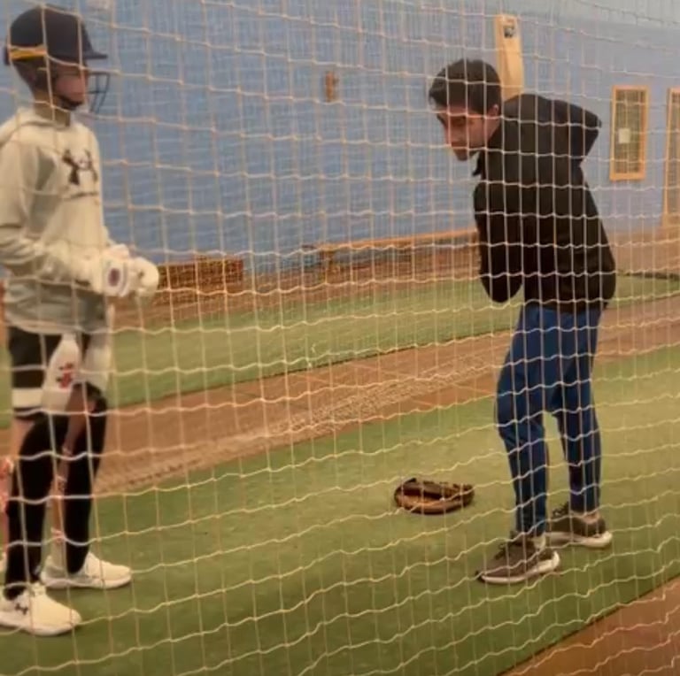 MArc Ellison coaching at the Derriaghy CC Academy, Wallace High School, Lisburn, Northern Ireland