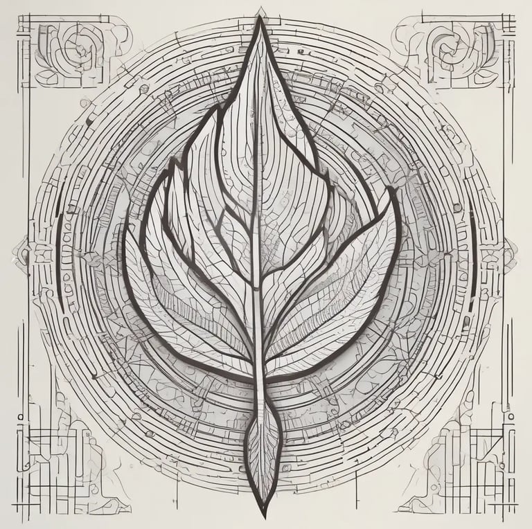 a drawing of a leafy plant with a leaf to describe About Wadjara.