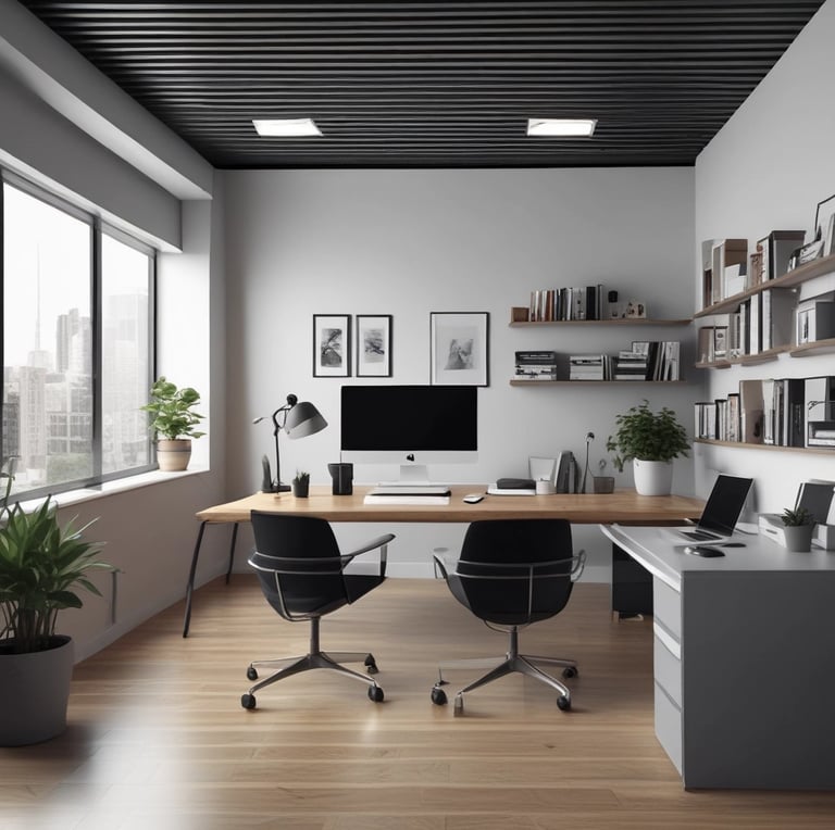 A vibrant workspace with designers collaborating over colorful sketches and digital screens.