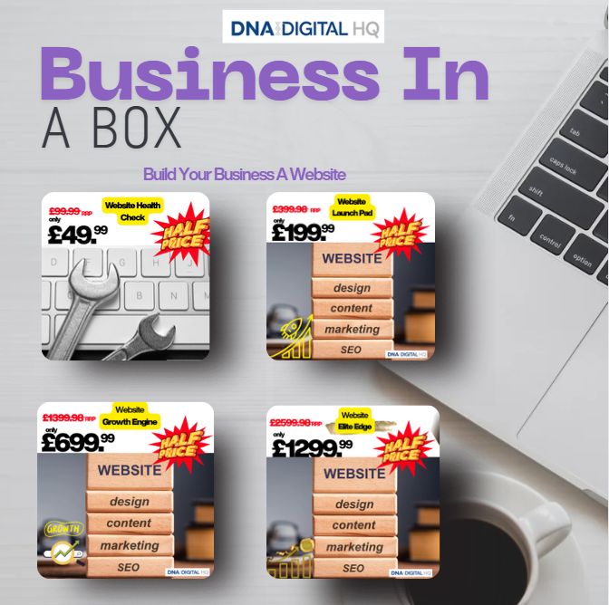 Main Image business In a Box, explaining if you shop at our web store you will be able to choose dib