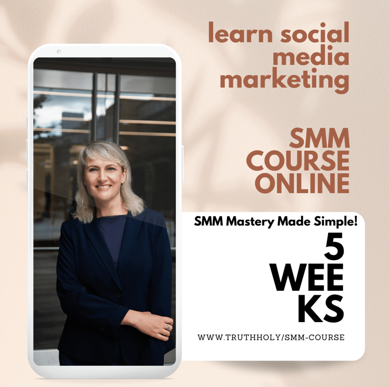 a woman in a blue suit and a white shirt with the words smmm