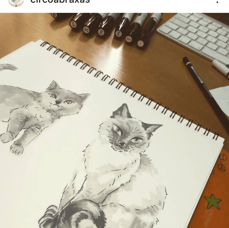ilustracion de un gato en blanco y negro
