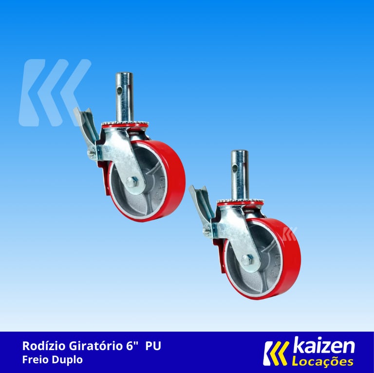 Rodízio Giratório 6" PU Freio Duplo | Kaizen Locações