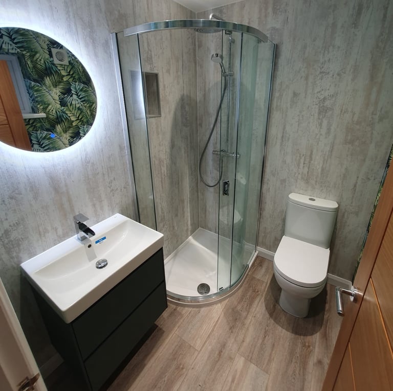 green bahtroom ,modern ,led lights