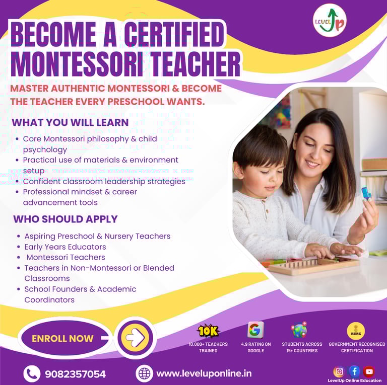 LevelUp Online Education Montessori teacher training building confident, child-centred educators