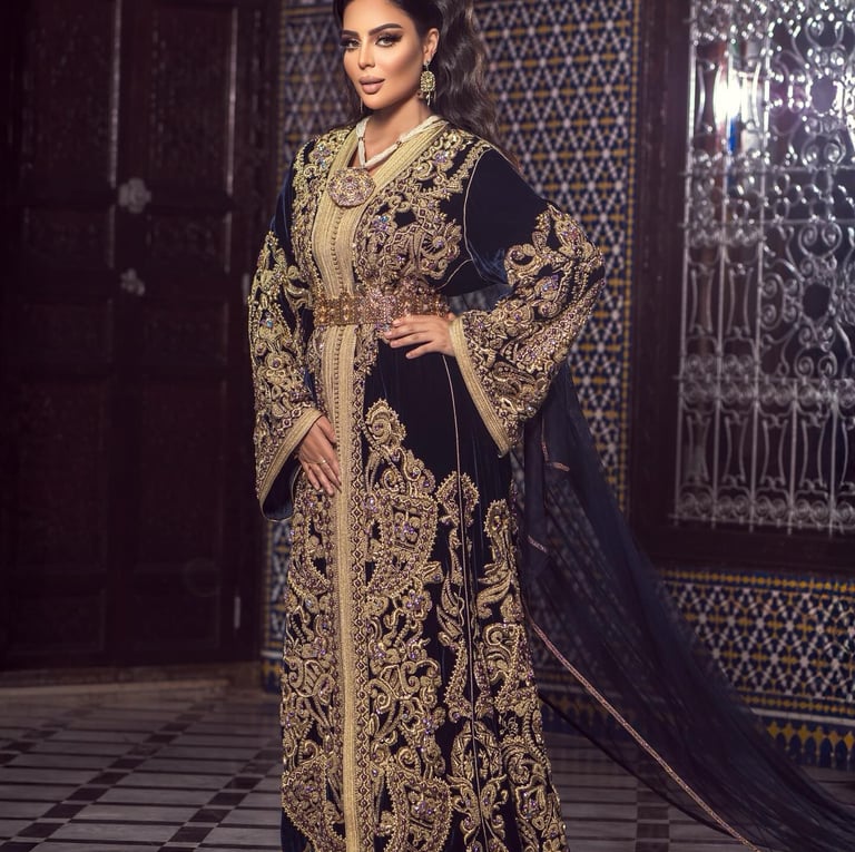 Caftan traditionnel marocain - caftan royal marocain - caftan marocain fait main - djellaba marocain