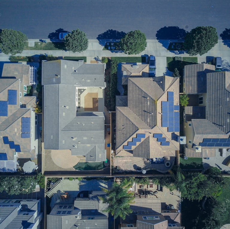 a large house with a photovoltaic solar system installed