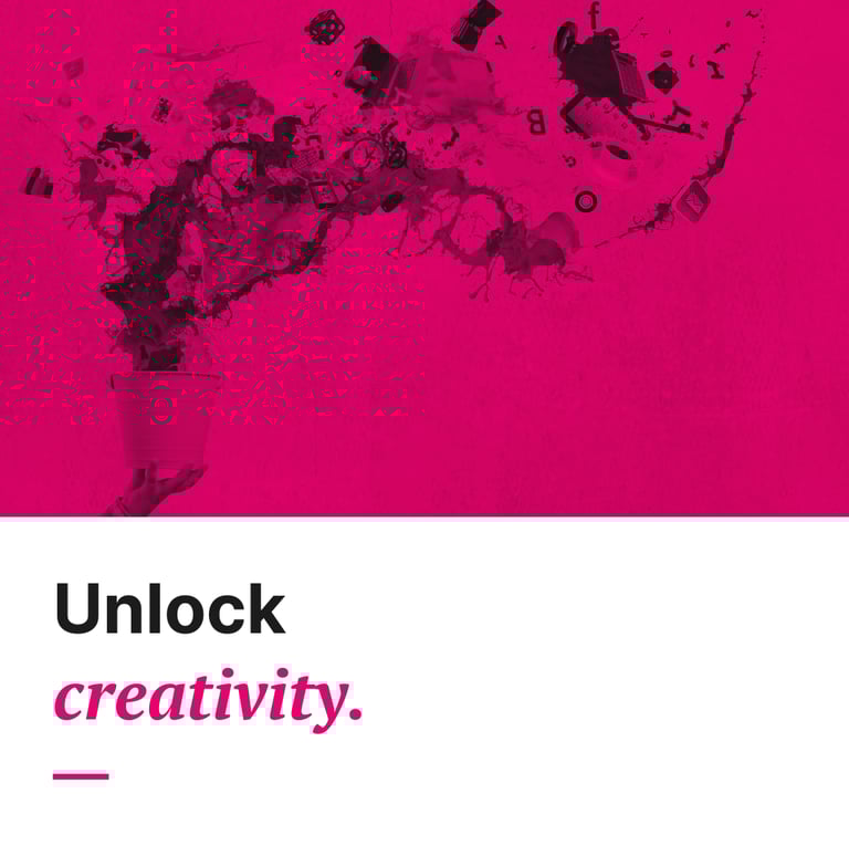 Photo of exploding paint can with the text: Unlock creativity
