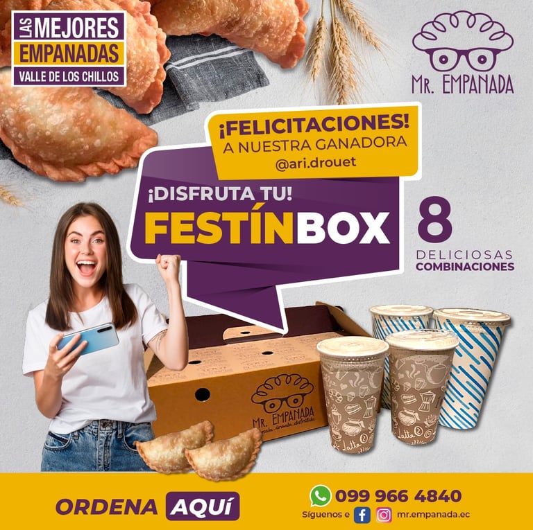 a woman holding a box of food and a box of food