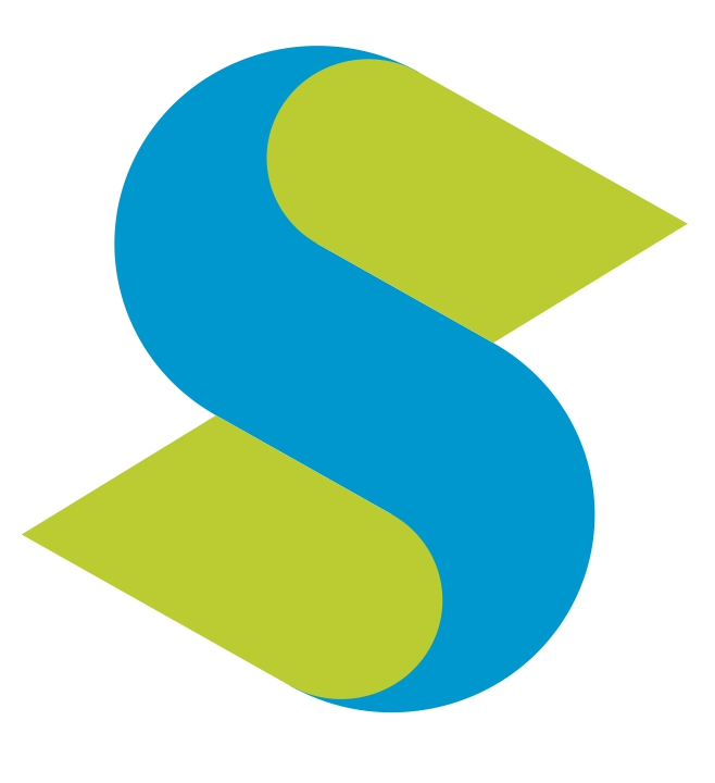 a blue and green s shaped logo with a s shaped like a s