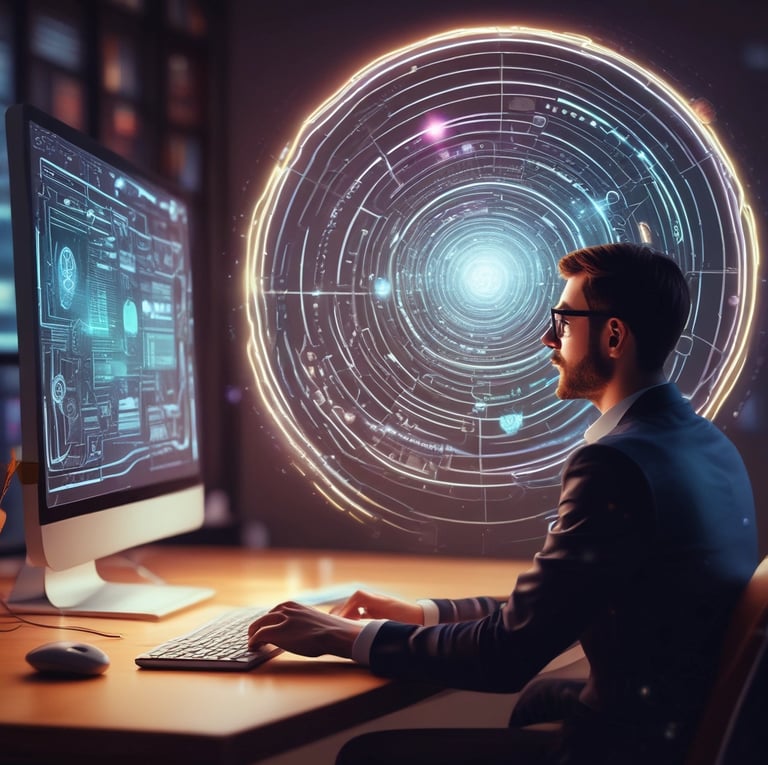 A futuristic control center view showcasing advanced retail management technology.