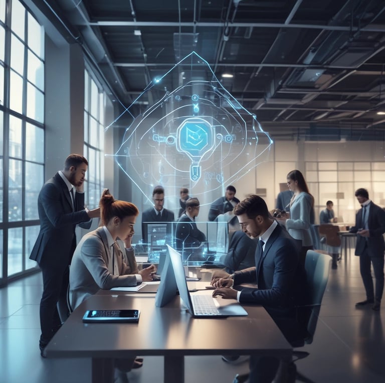 A futuristic control center view showcasing advanced retail management technology.