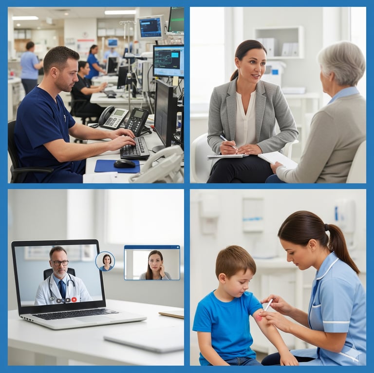 Healthcare professionals in a variety of clinical settings