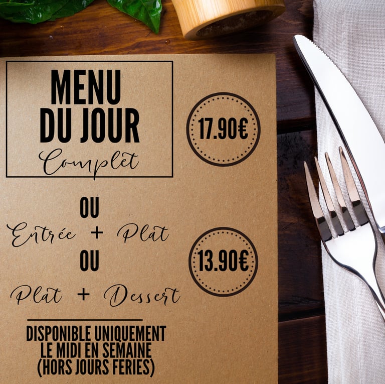 menu du jour trestaurant O ' 2 saisons alès