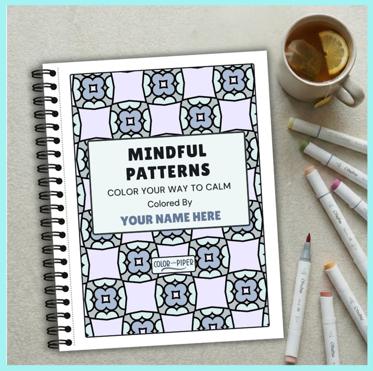 wirebound coloring book with geometric patterns entitled MINDFUL PATTERNS