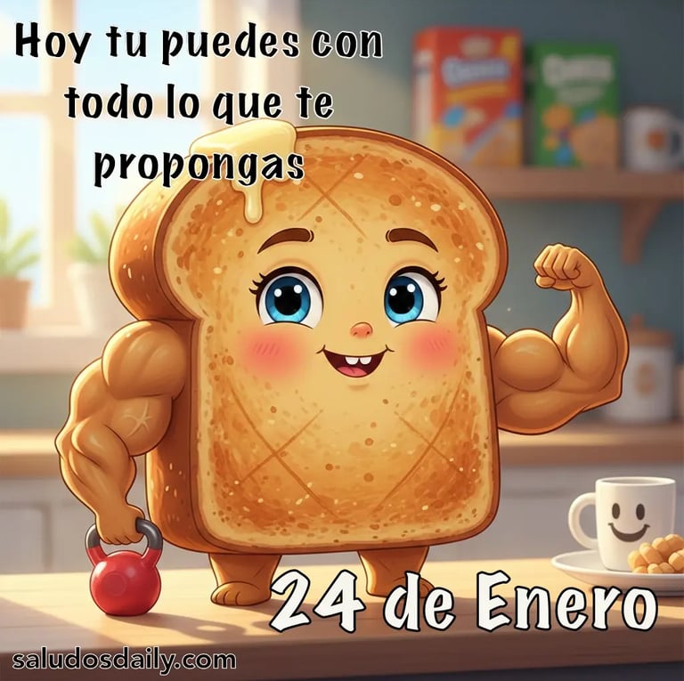 tostada musculosa diciendo que todo lo que te propongas lo cumpliras 24 de enero
