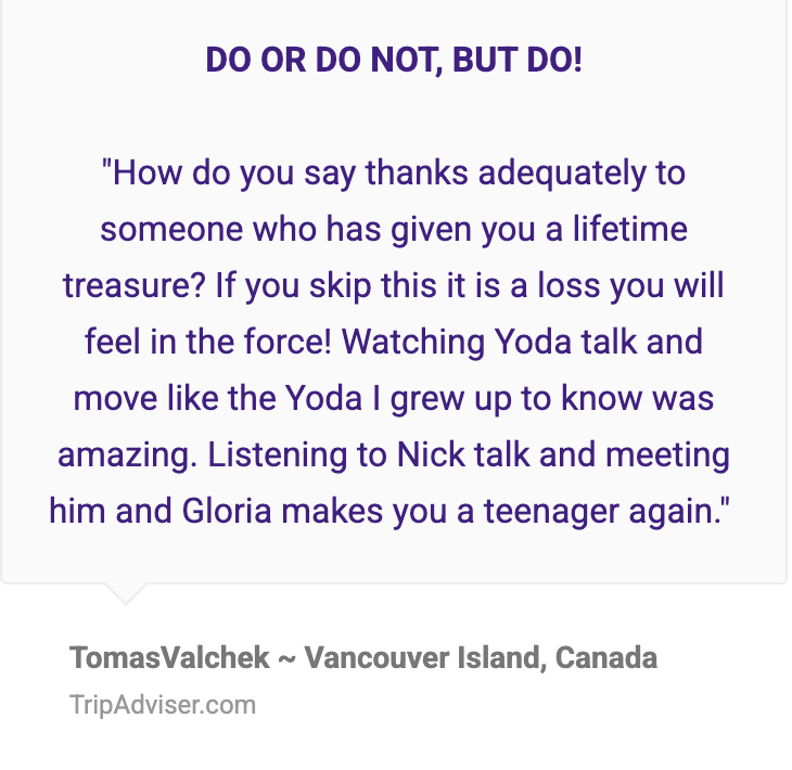 Trip Advisor Review - Yoda Guy Movie Experience 3 
