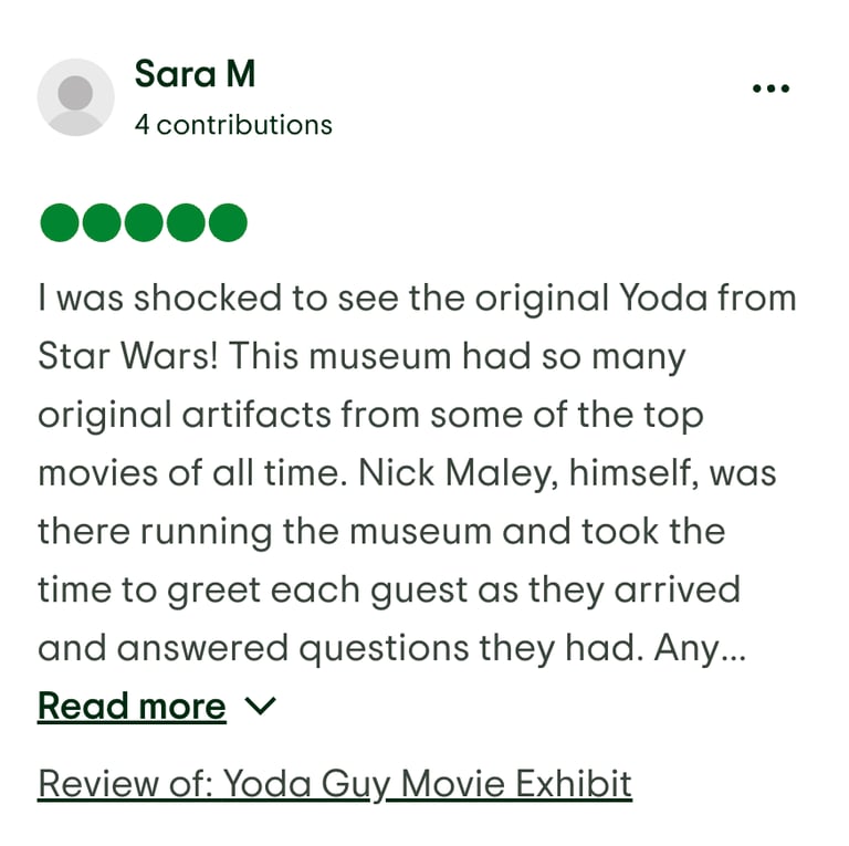 Trip Advisor Review - Yoda Guy Movie Experience 2