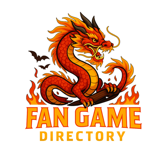 "Community logo for Dragon Gateway: Fan Game Directory – red Chinese dragon with an energetic design featuring stylized fire 