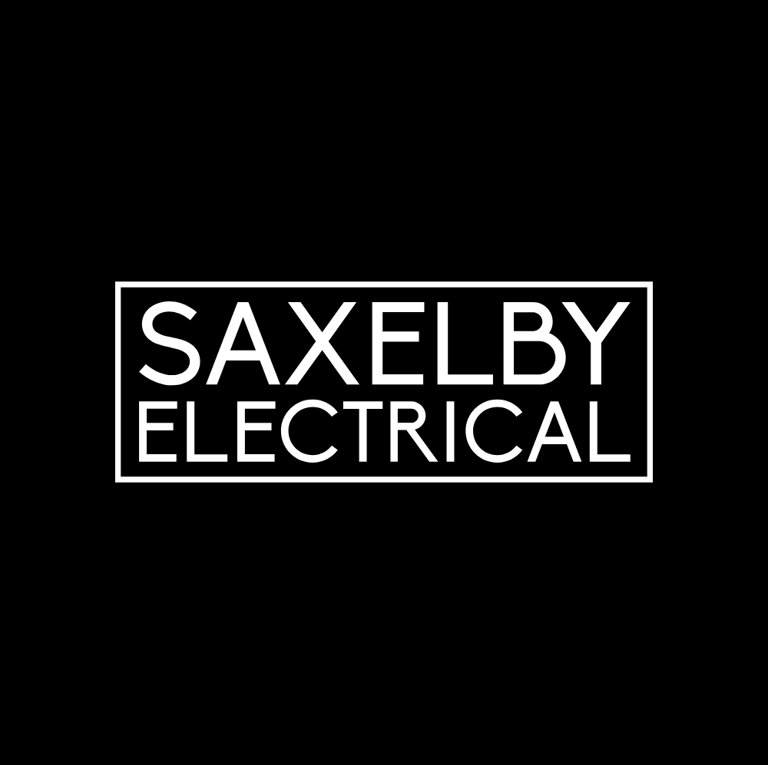 Branding logo for Saxelby Electrical, black and white version