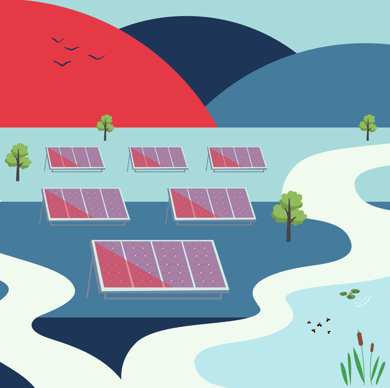 Une centrale solaire en autoconsommation collective captant l’énergie photovoltaïques.