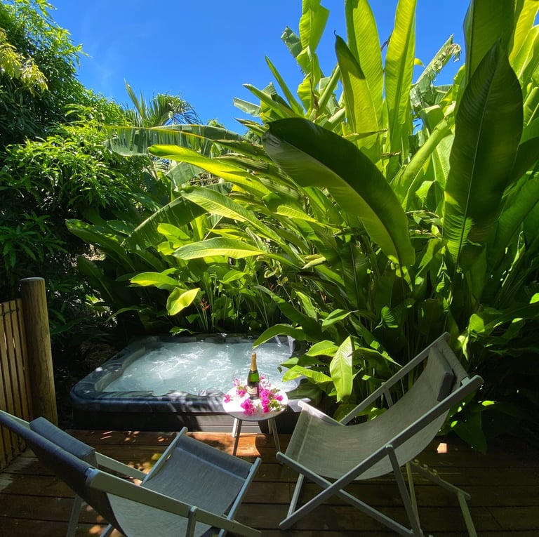 Spa chaises longues et champagne