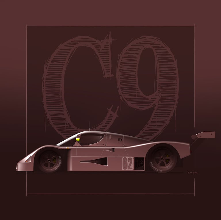 Sauber Mercedes C9 profil - side - illustration - dessin - drawing
