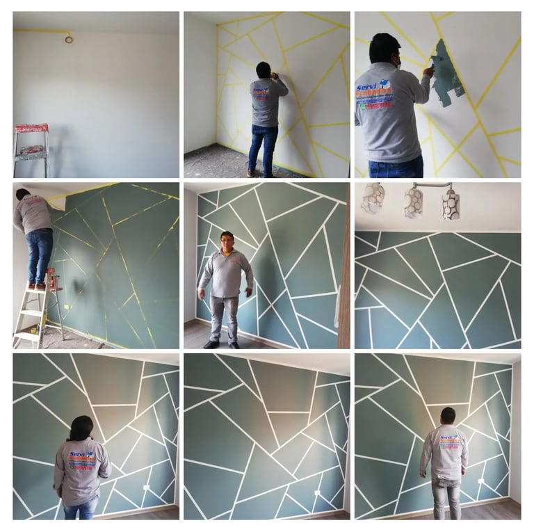 Pintura Decorativa  mosaicos geométricos  verde nosotros lo hacemos por tí